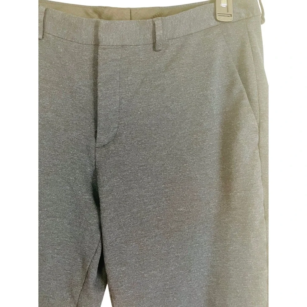 Express Mens Performance Heather Blue Stretch Dress Pants Flat Front Size 34X32